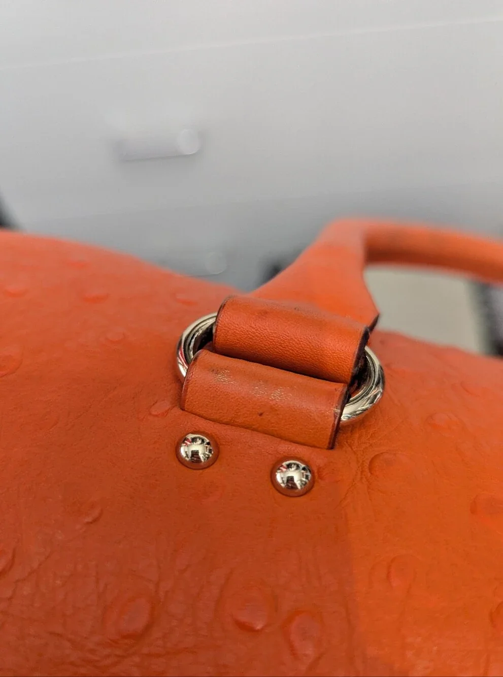 Kate Spade Structured Ostrich Orange Satchel Handbag